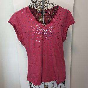 Indigo Palms S/S XL top - super cute sewn sequins